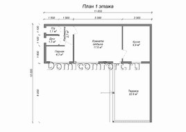 Баня из газобетона 11 на 4 с террасой